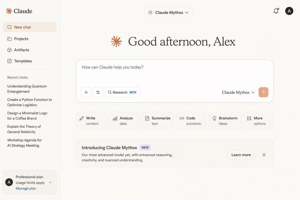 The Claude chat interface on a new conversation, showing the prompt box with the Research option beside it.