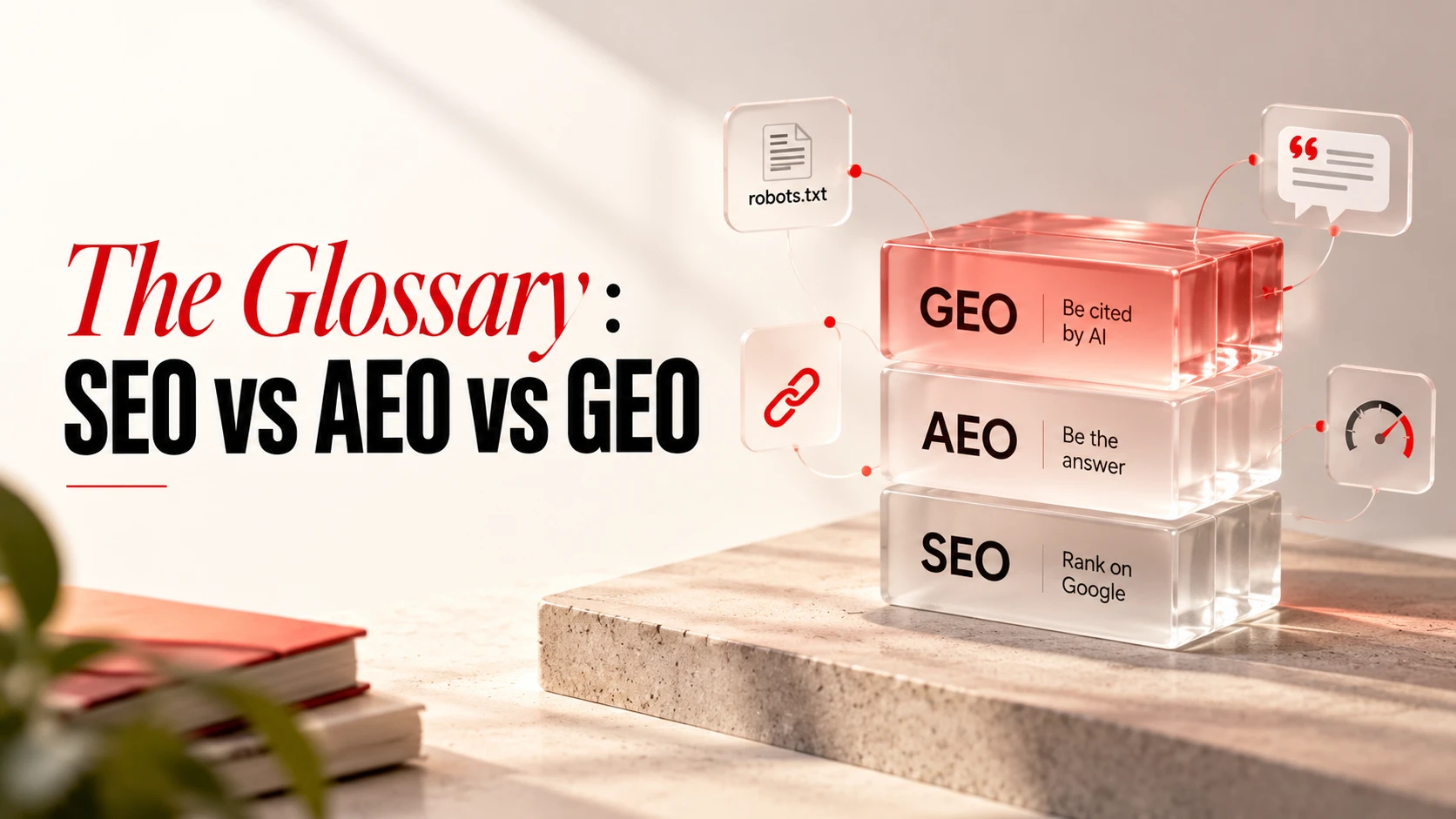 SEO, AEO and GEO glossary: terms that win AI citations